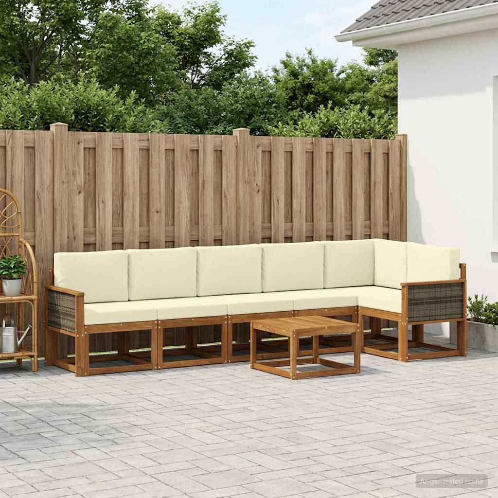 Set vanjskih sofa s jastukom 7 pcs Prirodna i krem Poliester