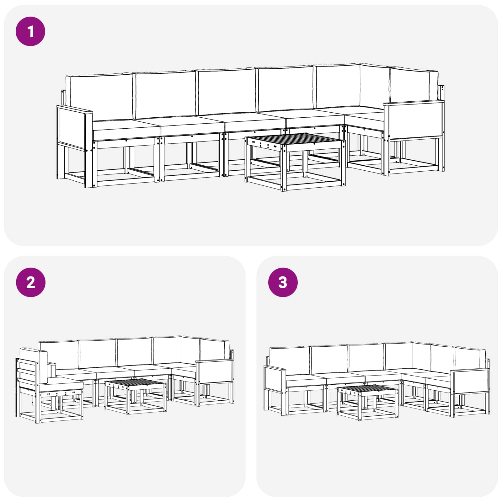 Set vanjskih sofa 7 pcs Prirodna i svjetlosiva Poliester