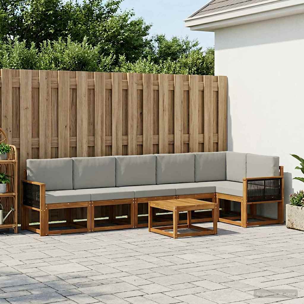 Set vanjskih sofa 7 pcs Prirodna i svjetlosiva Poliester