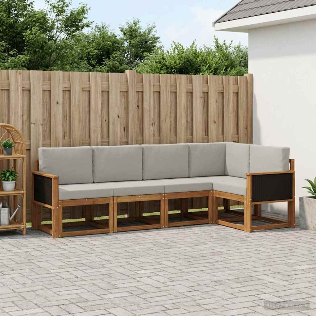 Set vanjskih sofa 7 pcs Prirodna i svjetlosiva Poliester