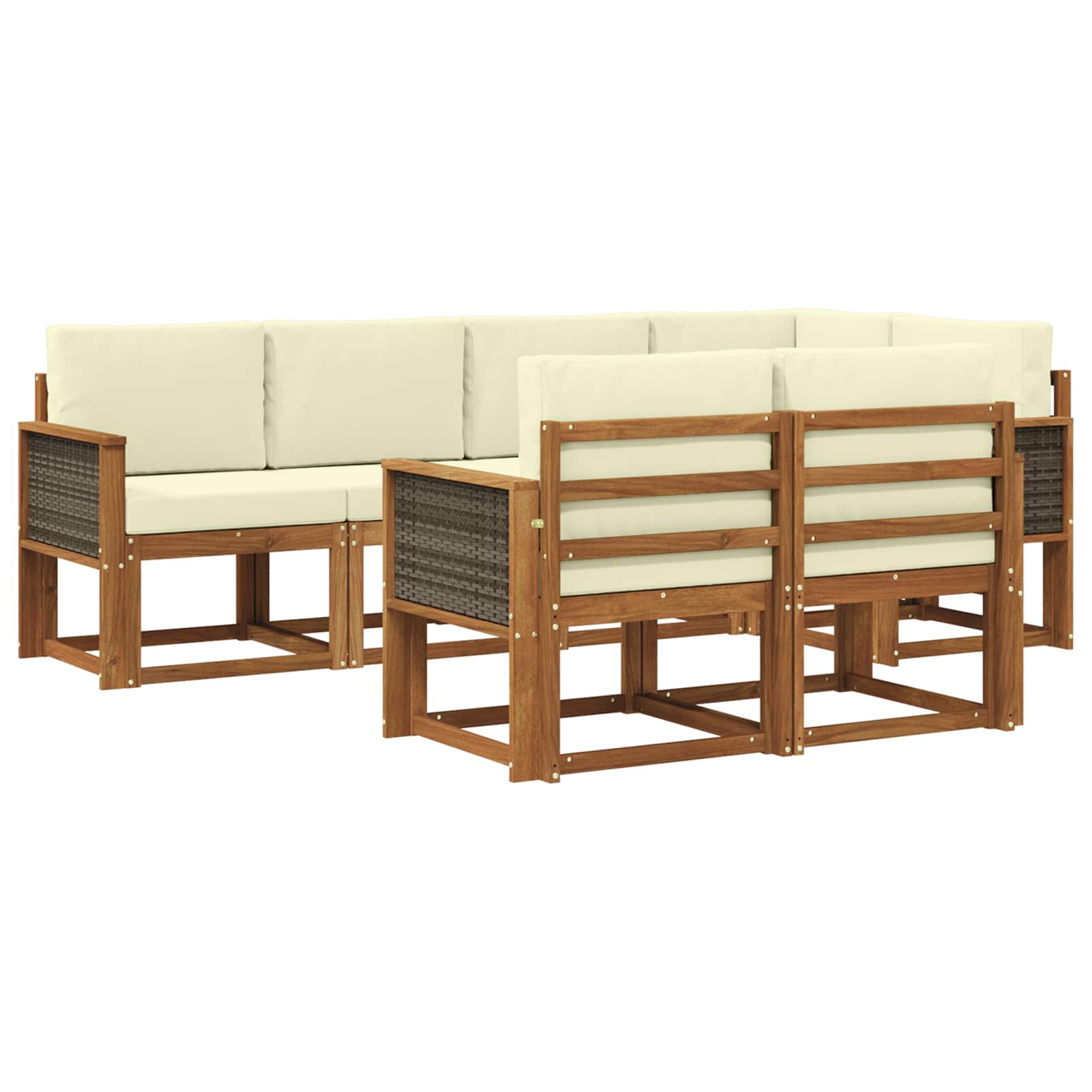 Set vanjskih sofa s jastukom 7 pcs Prirodna i krem Poliester