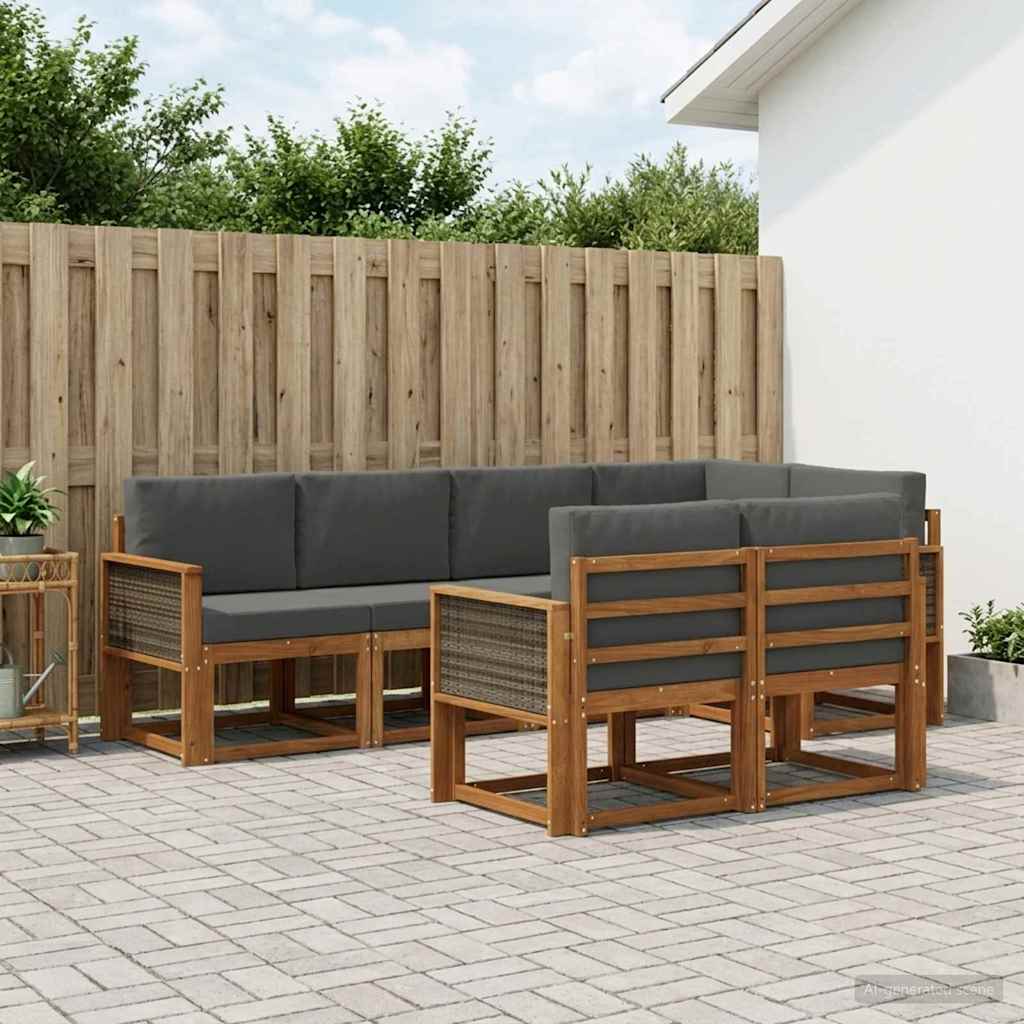 Set vanjskih sofa 7 pcs Prirodna i antracit Poliester