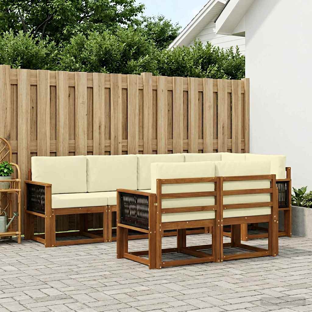Set vanjskih sofa s jastukom 7 pcs Prirodna i krem Poliester