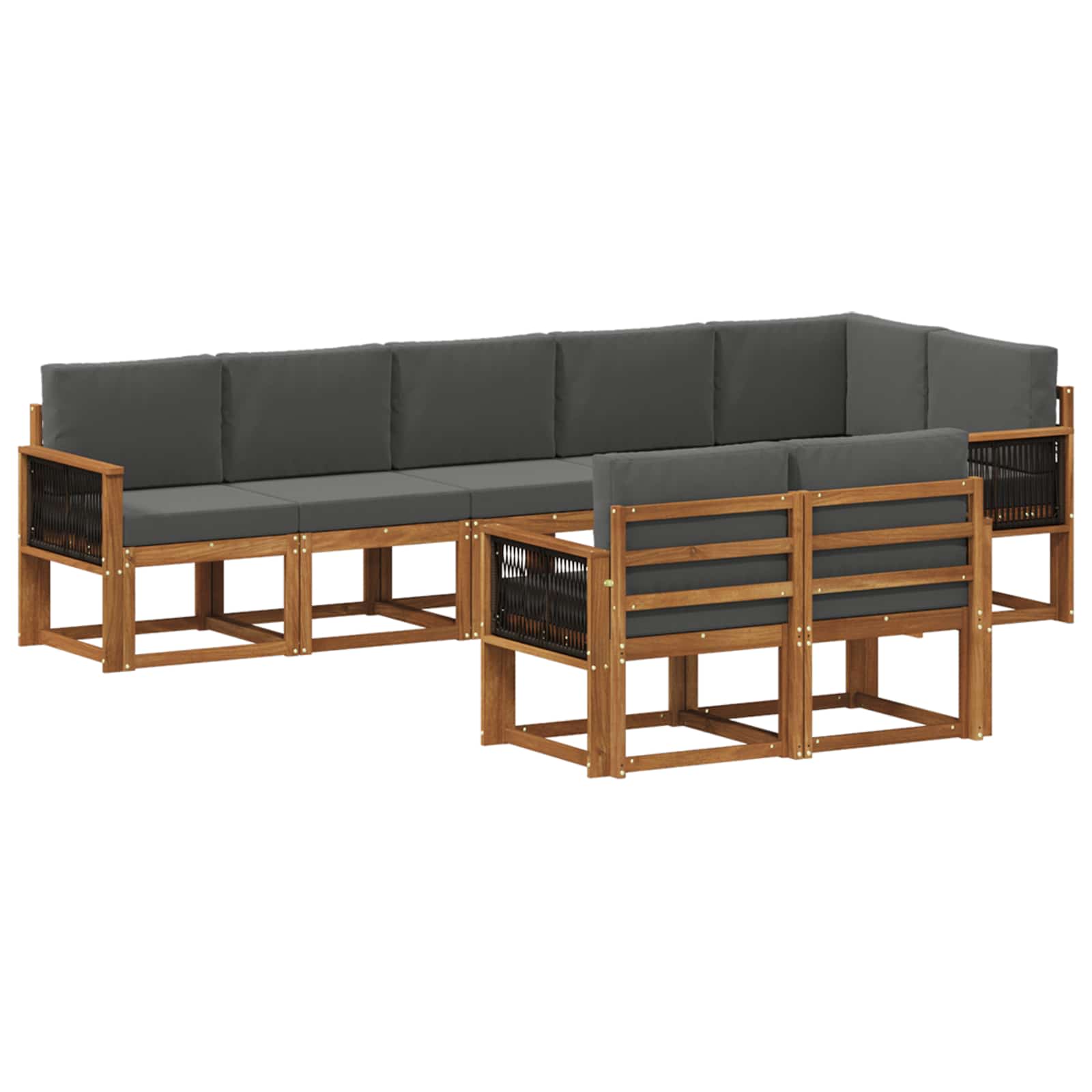 Set vanjskih sofa 8 kom. Prirodna i antracit Poliester