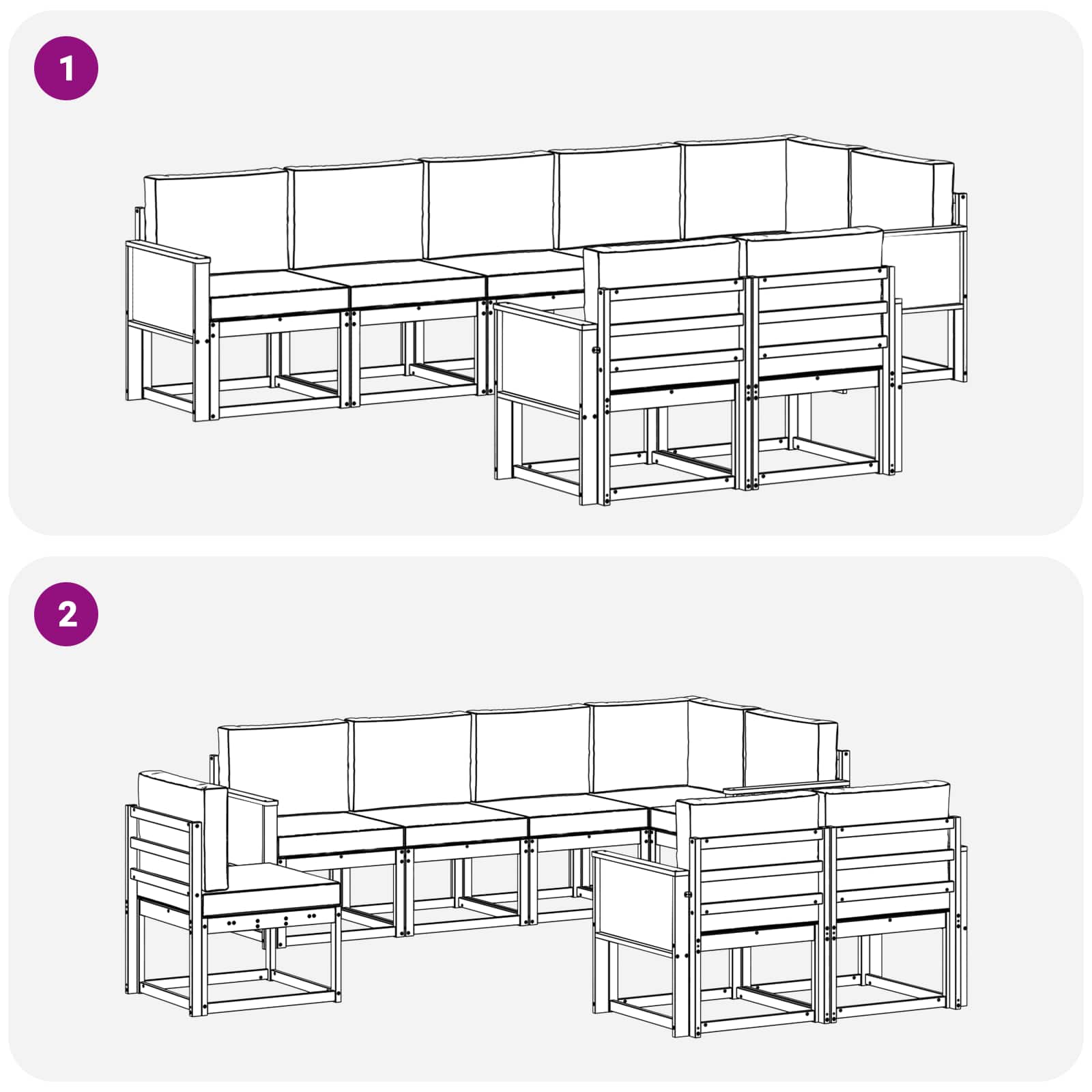 Set vanjskih sofa 8 pcs Prirodna i antracit Poliester