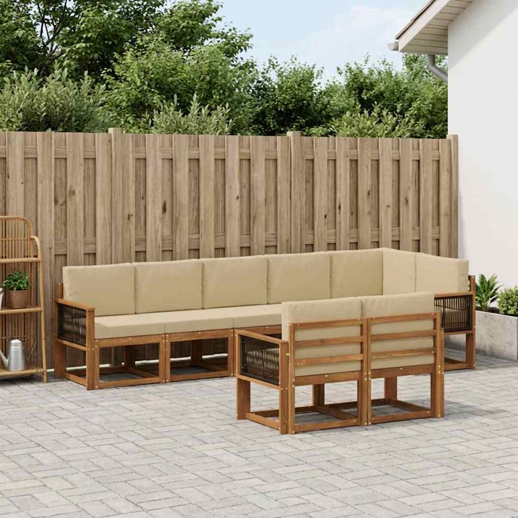 Set vanjskih sofa 8 kom. Prirodna i bež Poliester