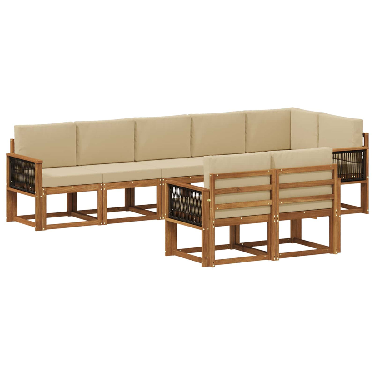 Set vanjskih sofa 8 kom. Prirodna i bež Poliester
