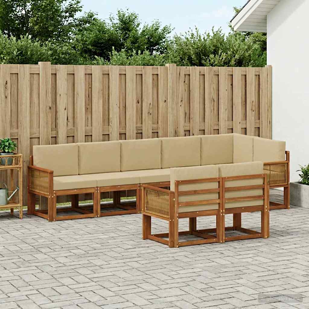 Set vanjskih sofa 8 kom. Prirodna i bež Poliester