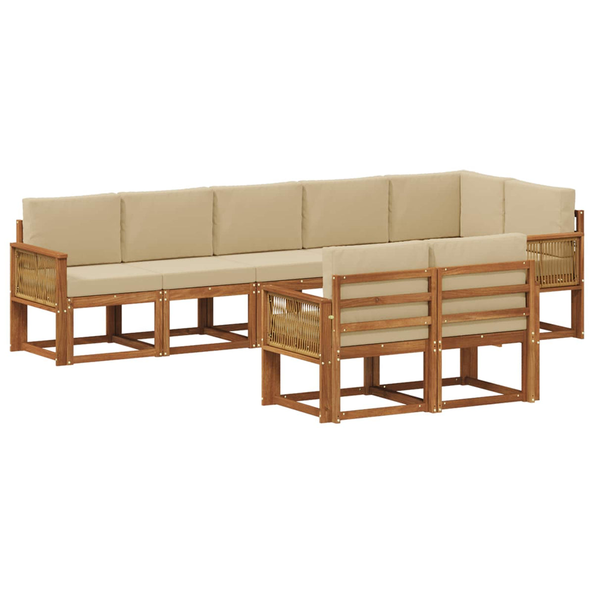 Set vanjskih sofa 8 kom. Prirodna i bež Poliester