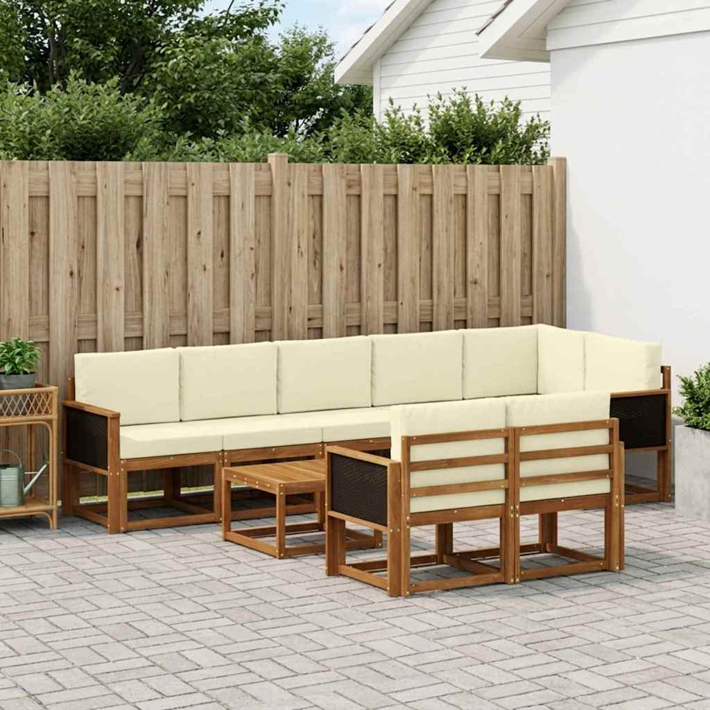 Set vanjskih sofa 9 kom. Prirodna i krem Poliester