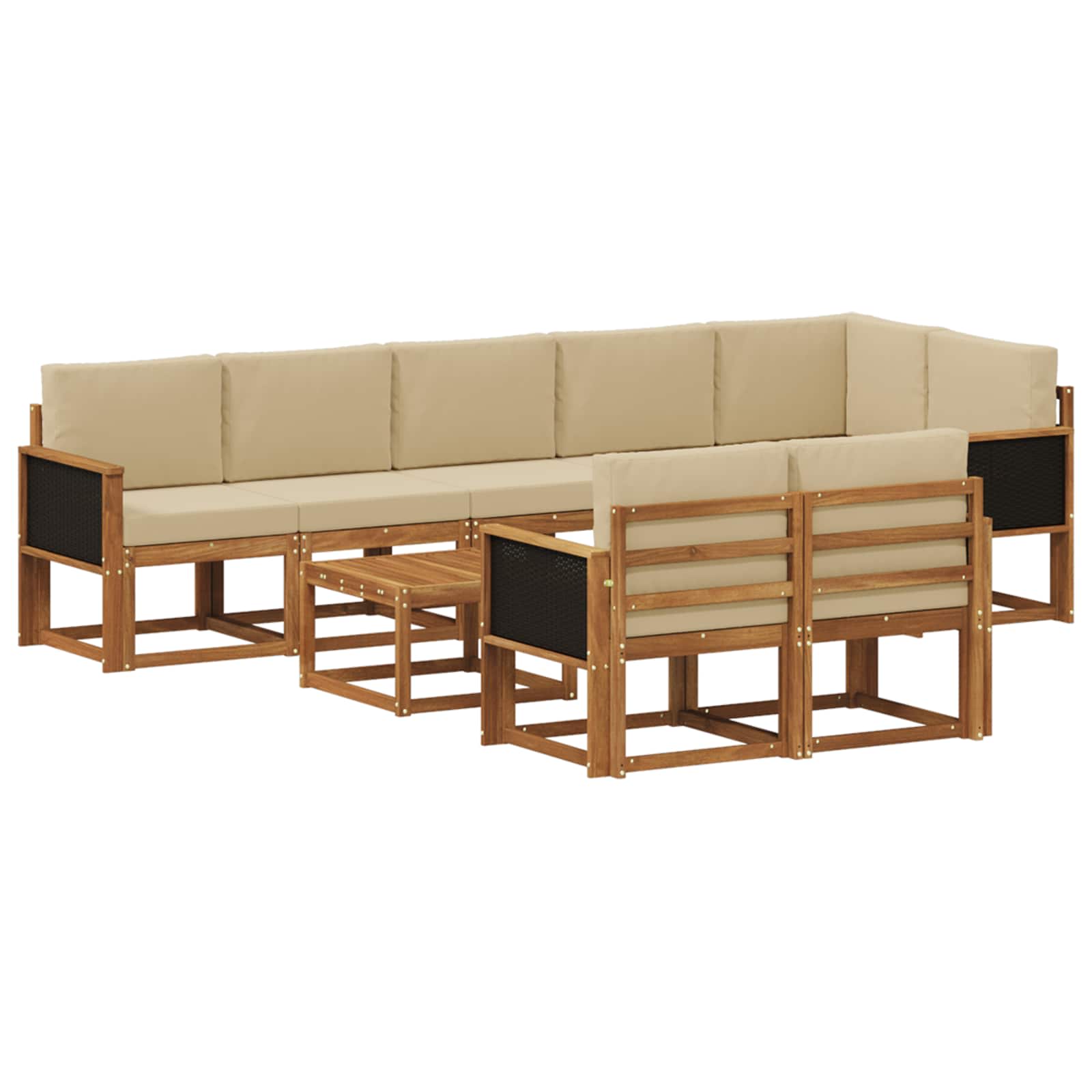 Set vanjskih sofa 9 kom. Prirodna i bež Poliester