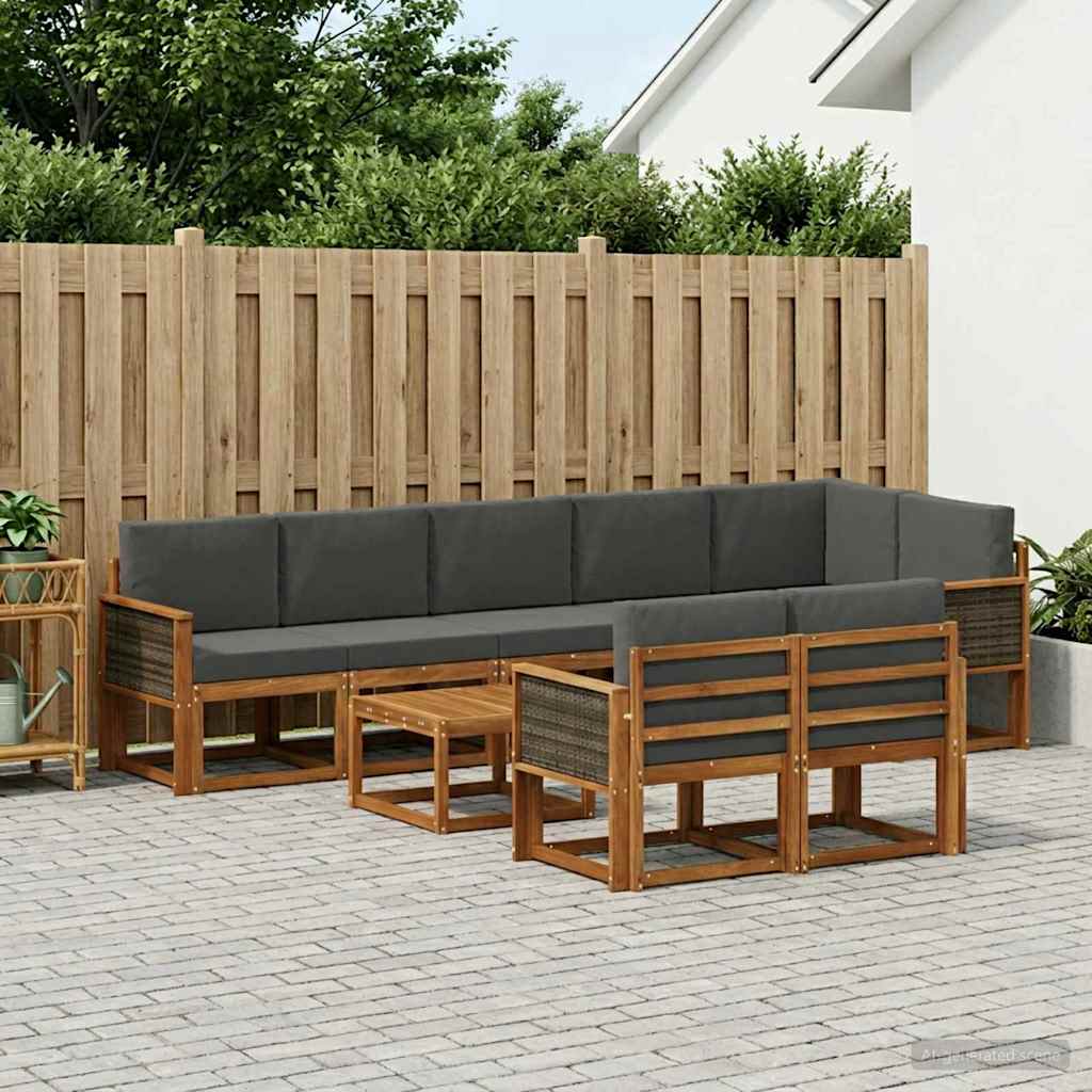 Set vanjskih sofa 9 pcs Prirodna i antracit Poliester