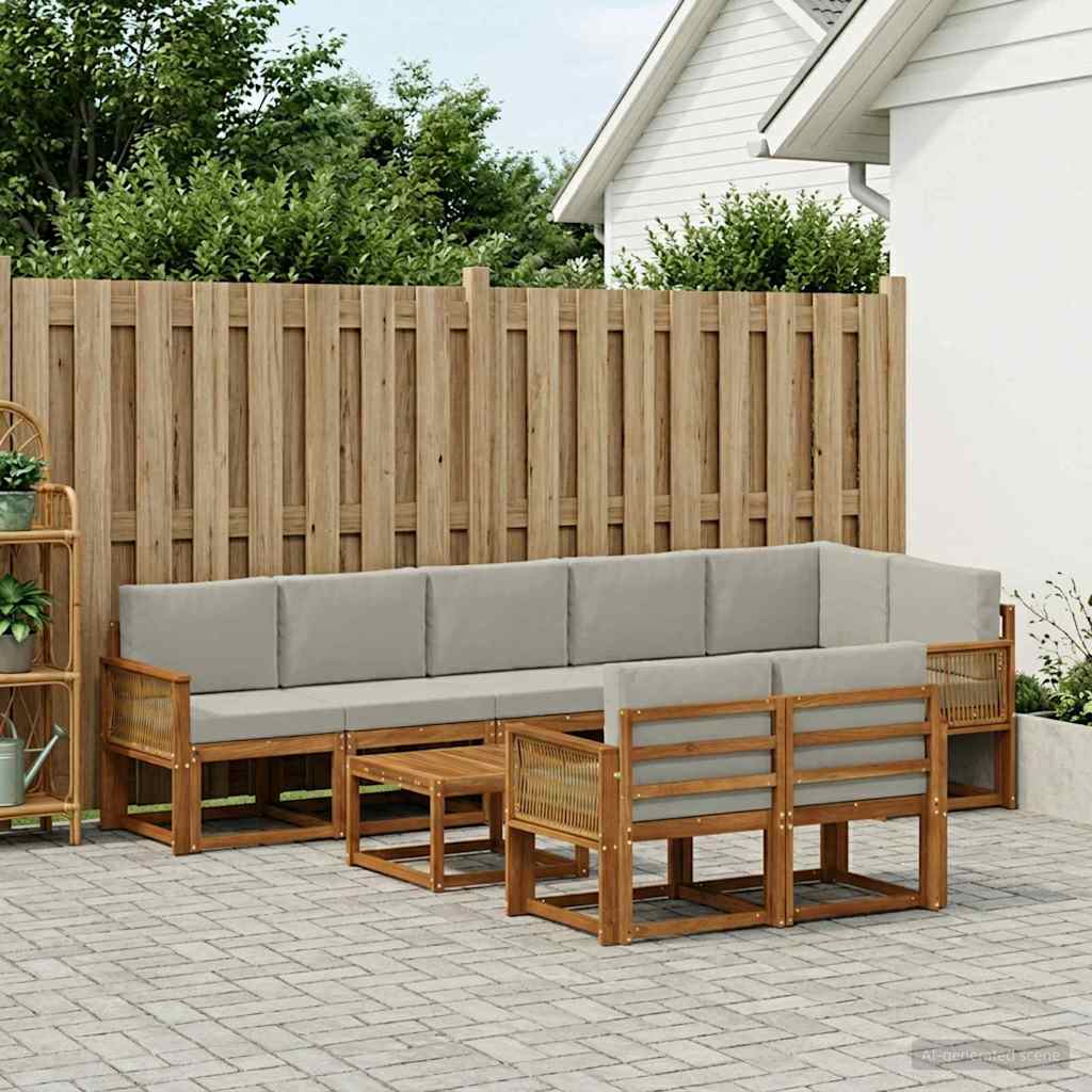 Set vanjskih sofa 9 pcs Prirodna i svjetlosiva Poliester