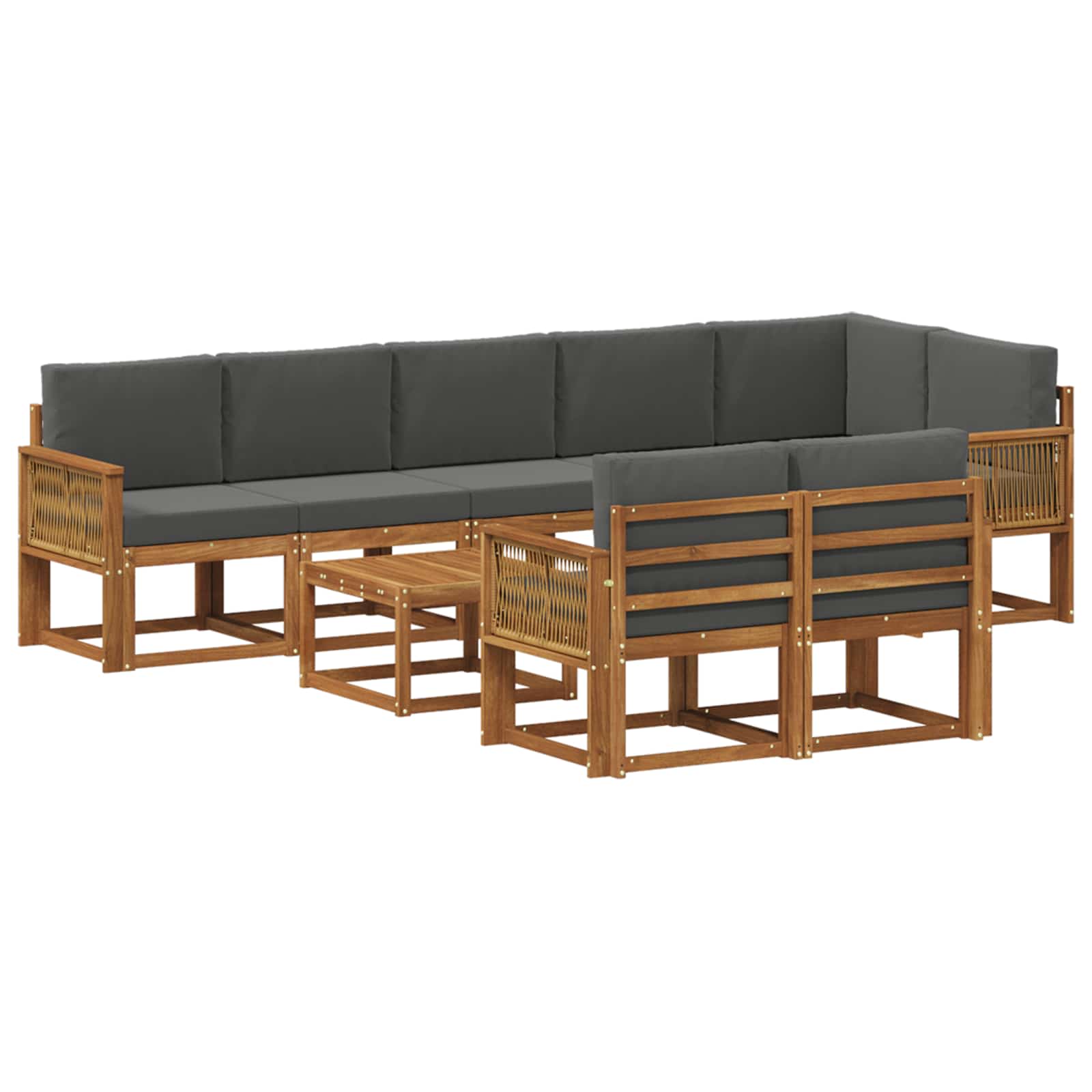 Set vanjskih sofa 9 pcs Prirodna i antracit Poliester