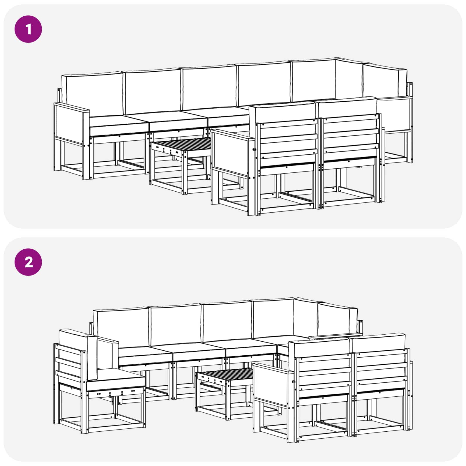 Set vanjskih sofa 9 pcs Prirodna i antracit Poliester