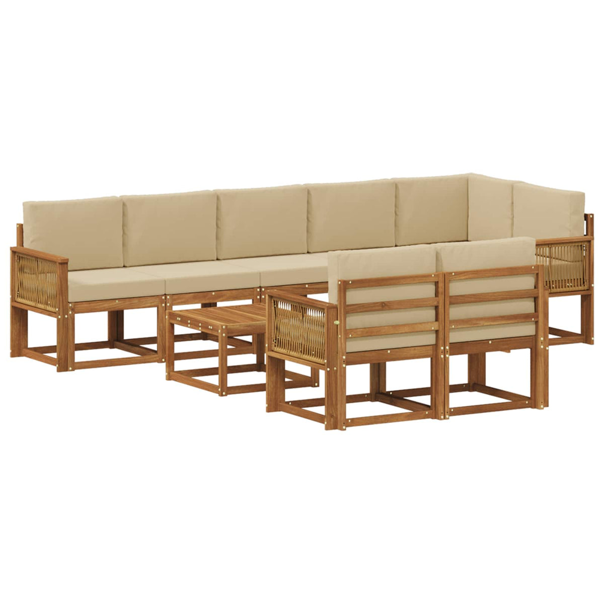 Set vanjskih sofa 9 kom. Prirodna i bež Poliester