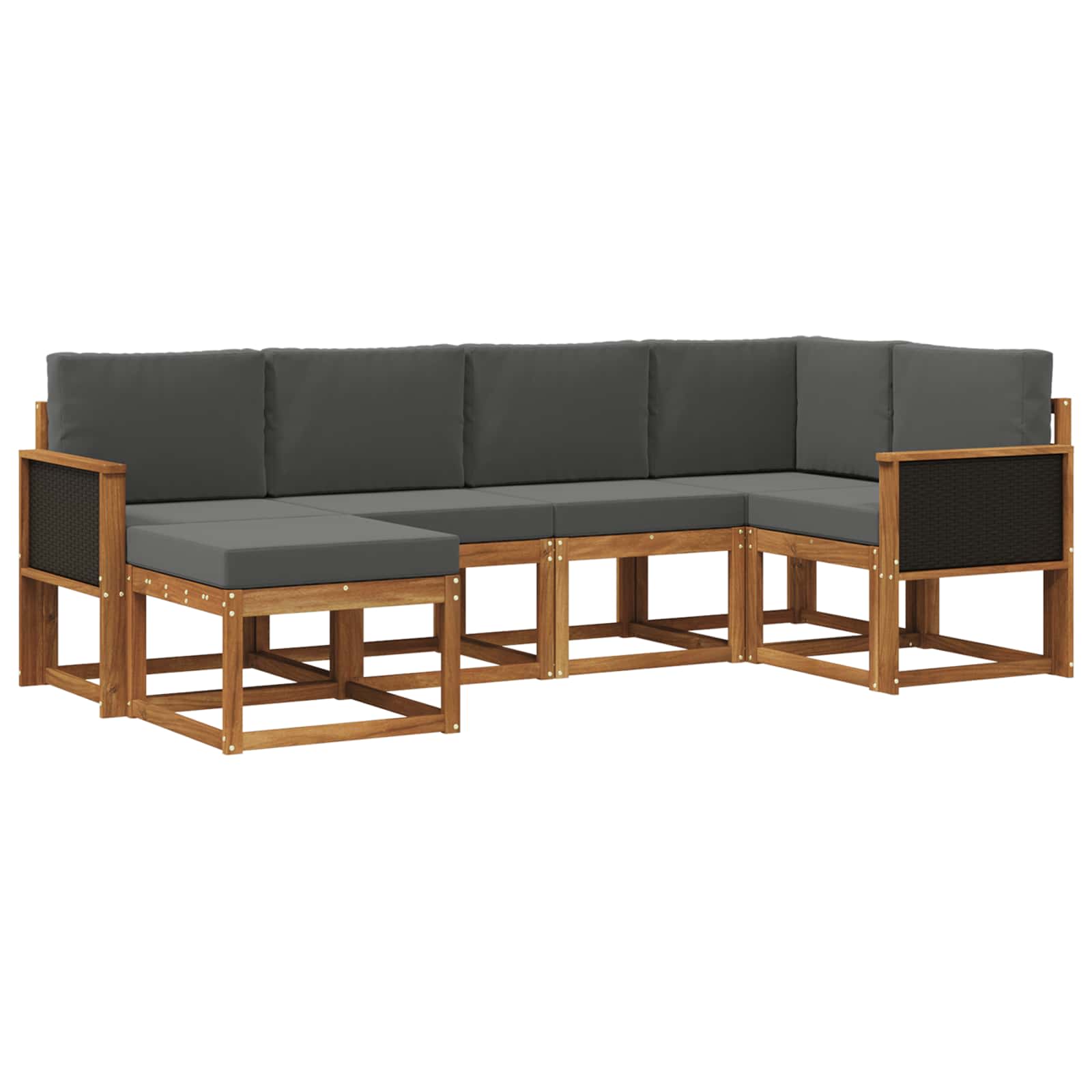 Set vanjskih sofa 6 pcs Prirodna i antracit Čvrsto drvo akacije