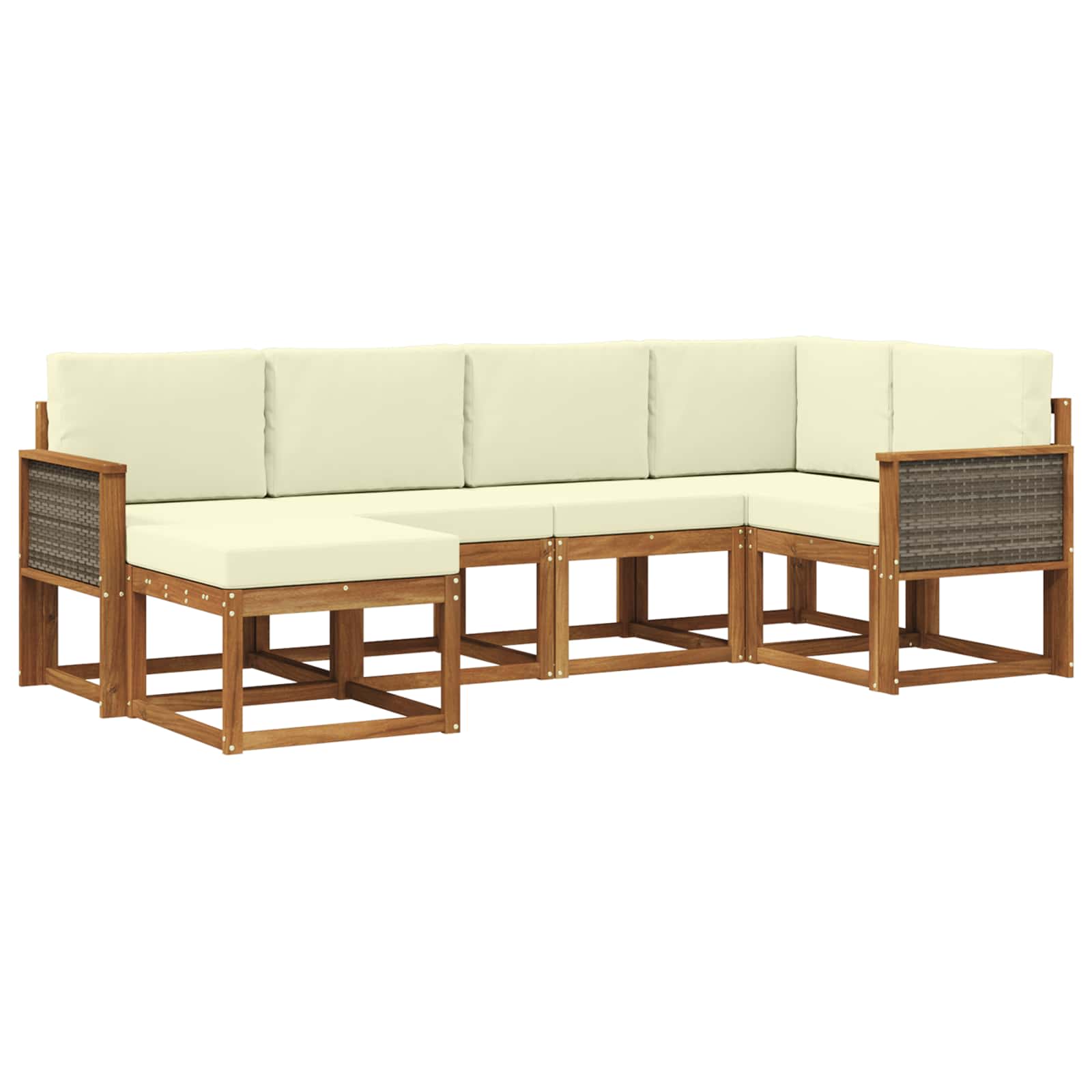 Set vanjskih sofa s jastukom 6 pcs Prirodna i krem Poliester