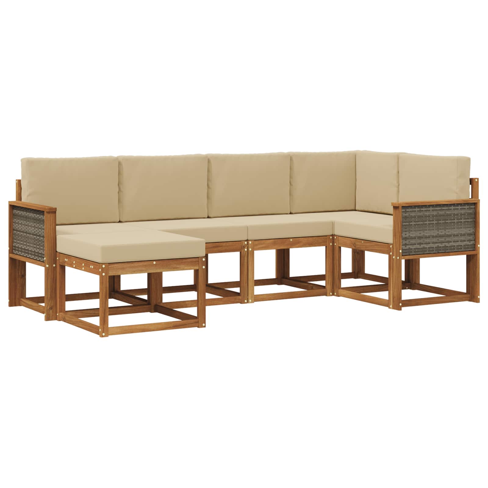 Set vanjskih sofa s jastukom 6 pcs Prirodna i bež Poliester