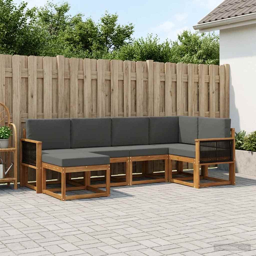 Set vanjskih sofa 6 pcs Prirodna i antracit Čvrsto drvo akacije