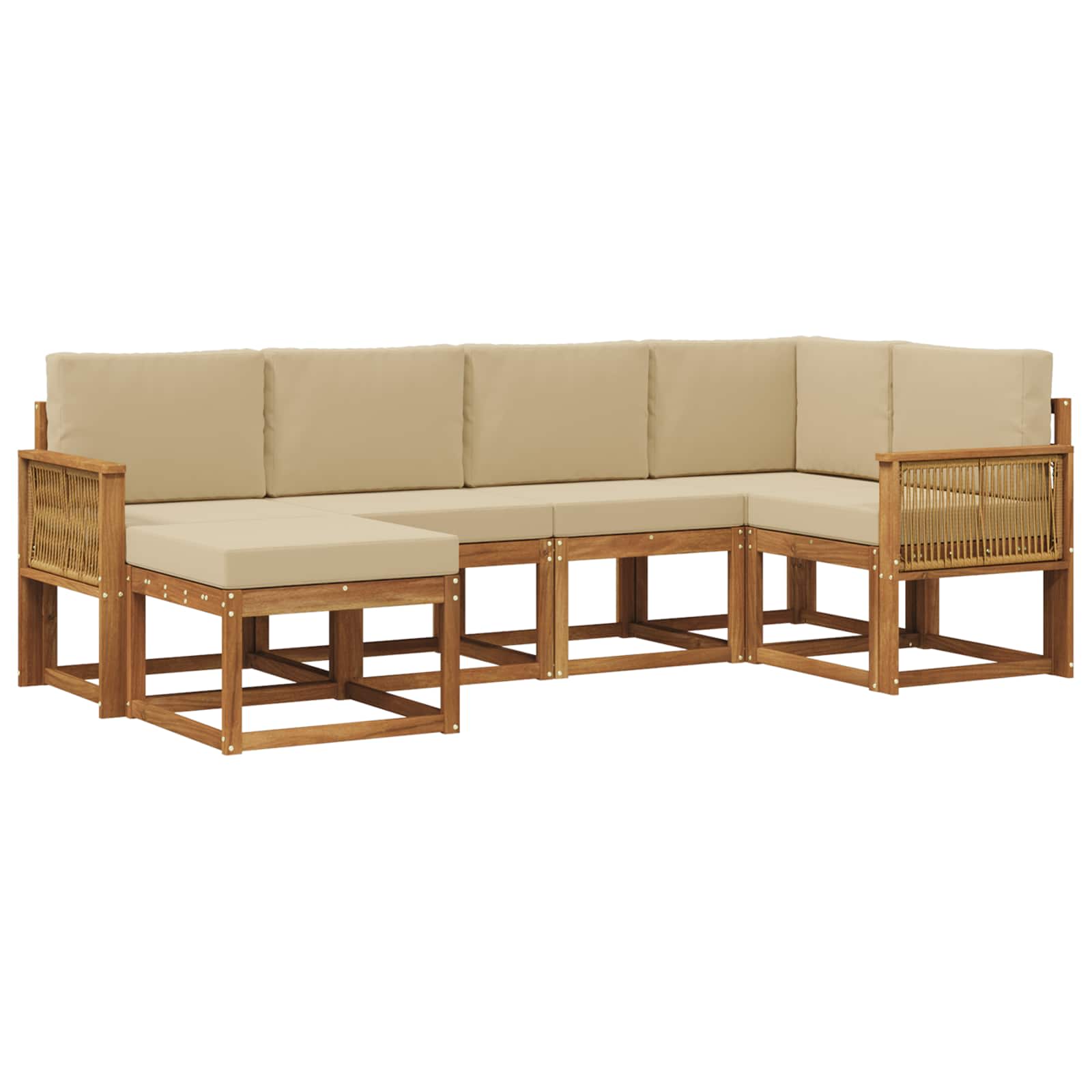 Set vanjskih sofa s jastukom 6 pcs Prirodna i bež Poliester