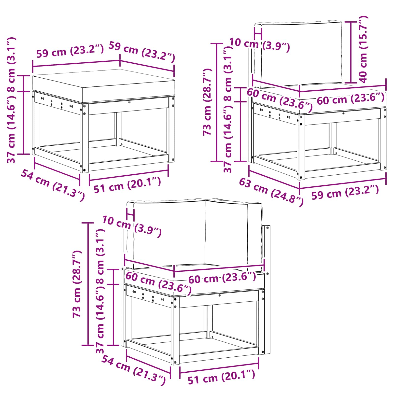 Set vanjskih sofa 7 pcs Prirodna i antracit Poliester