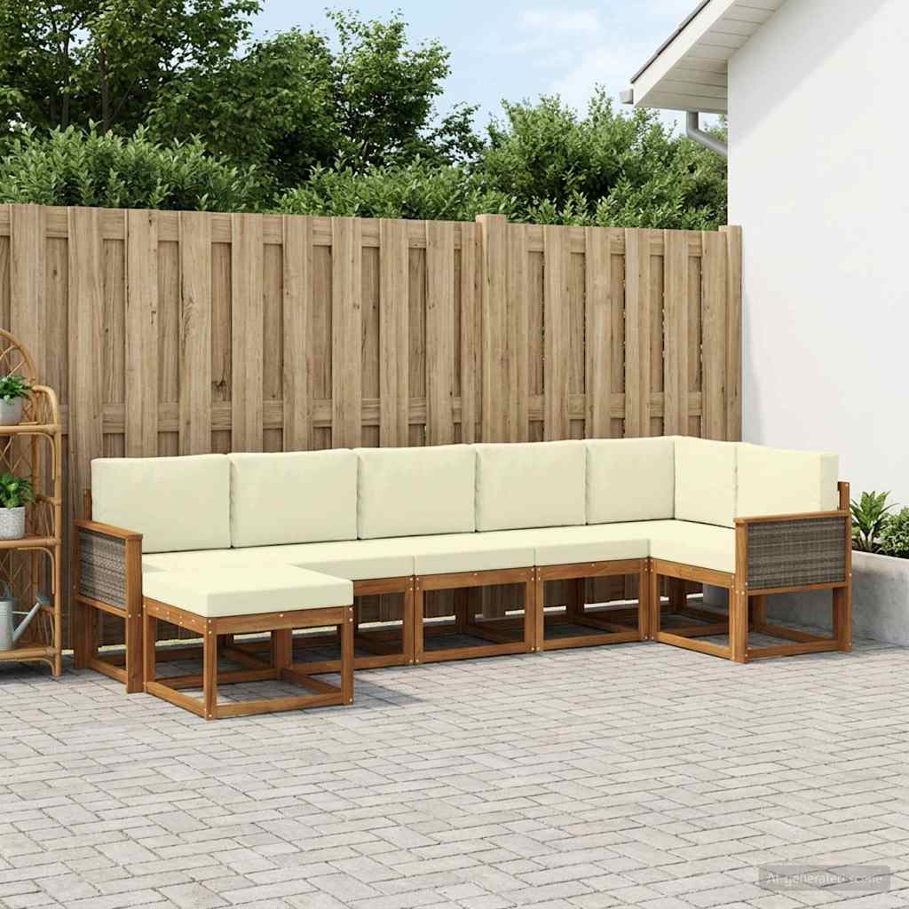 Set vanjskih sofa s jastukom 7 pcs Prirodna i krem Poliester