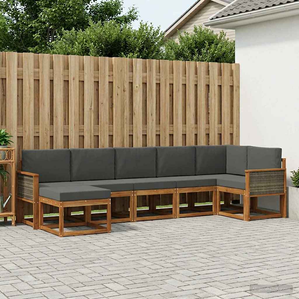 Set vanjskih sofa 7 pcs Prirodna i antracit Poliester