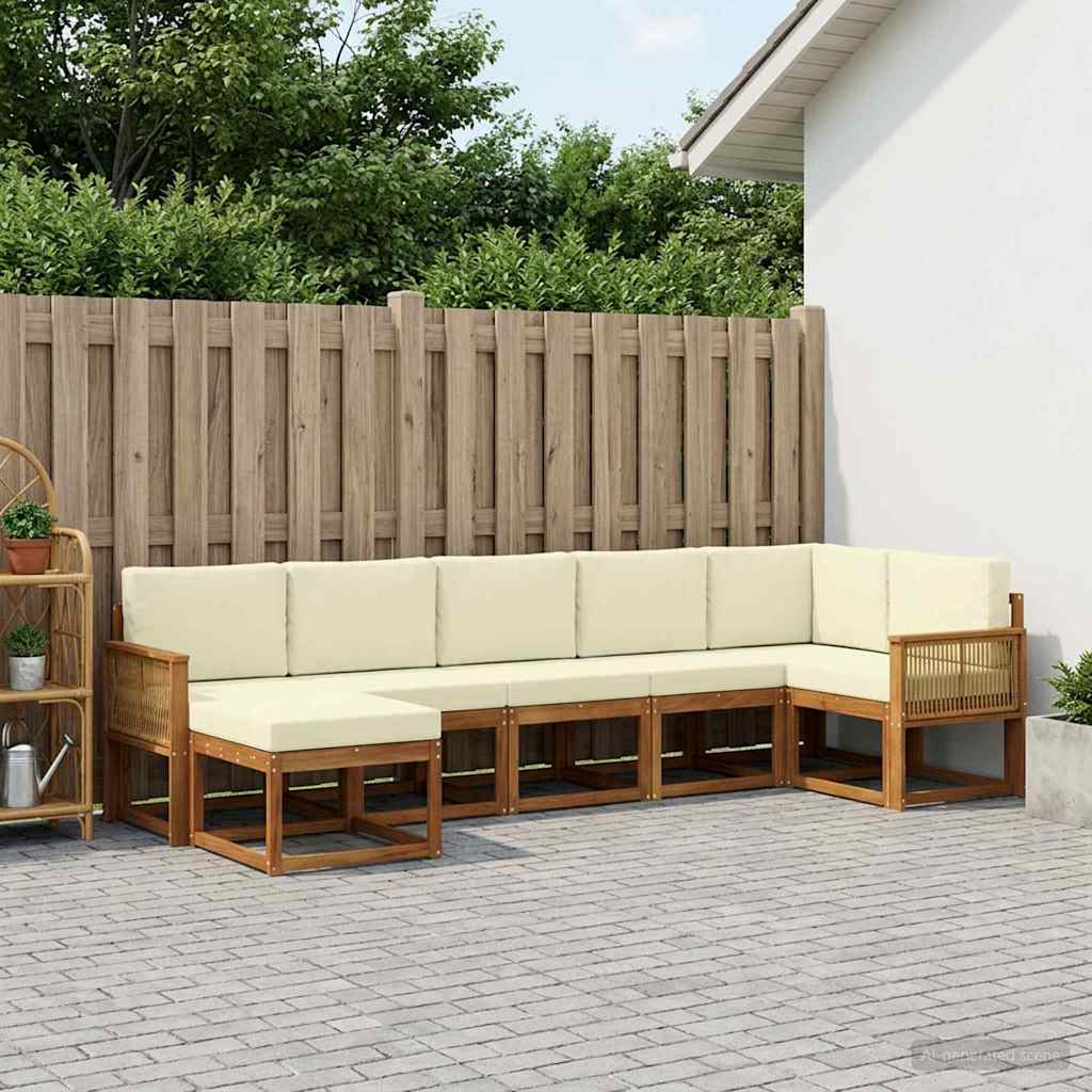 Set vanjskih sofa s jastukom 7 pcs Prirodna i krem Poliester