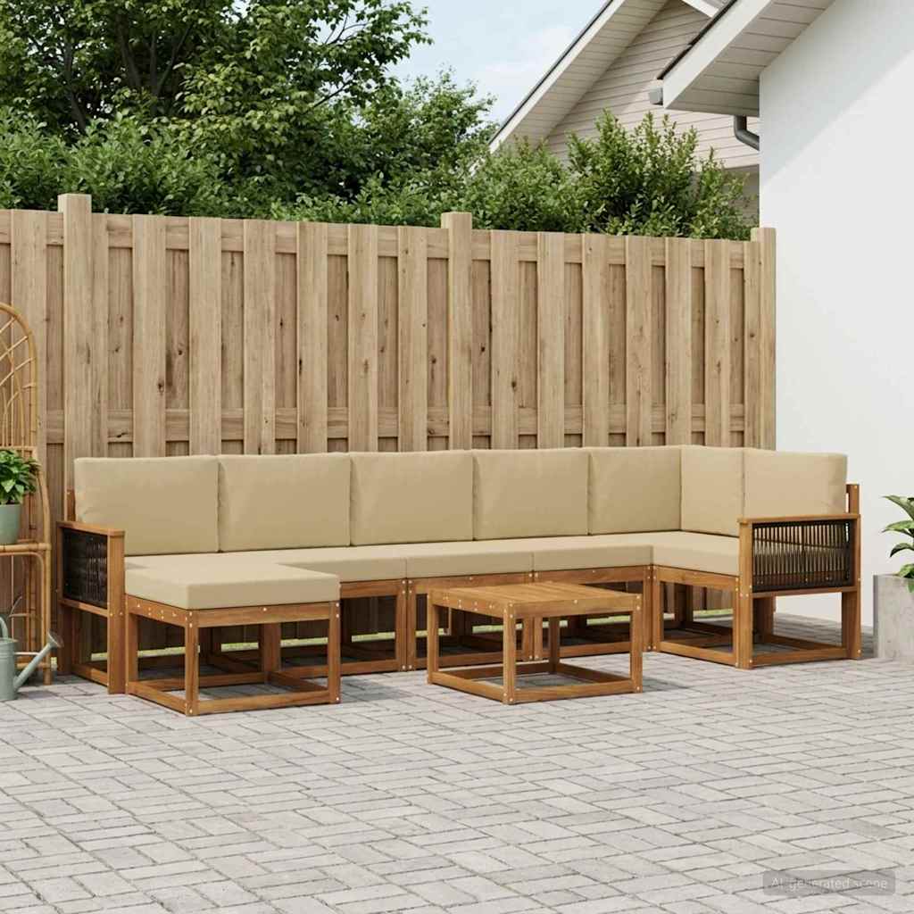 Set vanjskih sofa 8 kom. Prirodna i bež Poliester