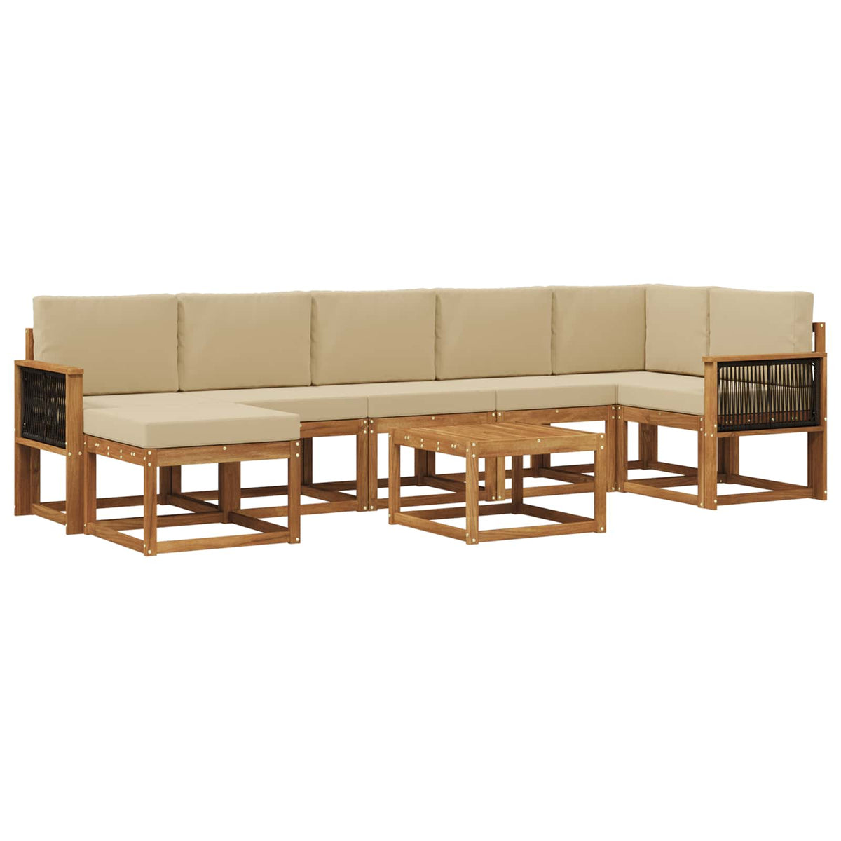 Set vanjskih sofa 8 kom. Prirodna i bež Poliester