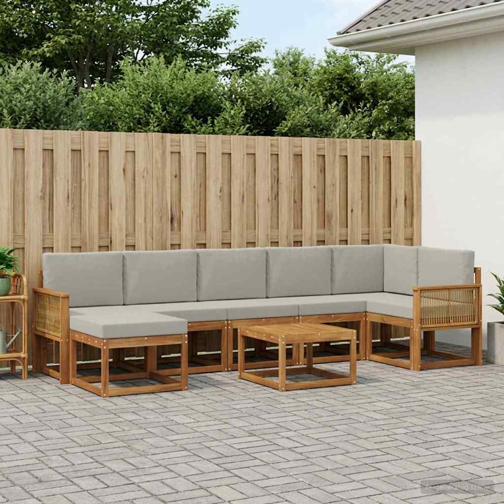 Set vanjskih sofa 8 kom. Prirodna i svjetlosiva Poliester