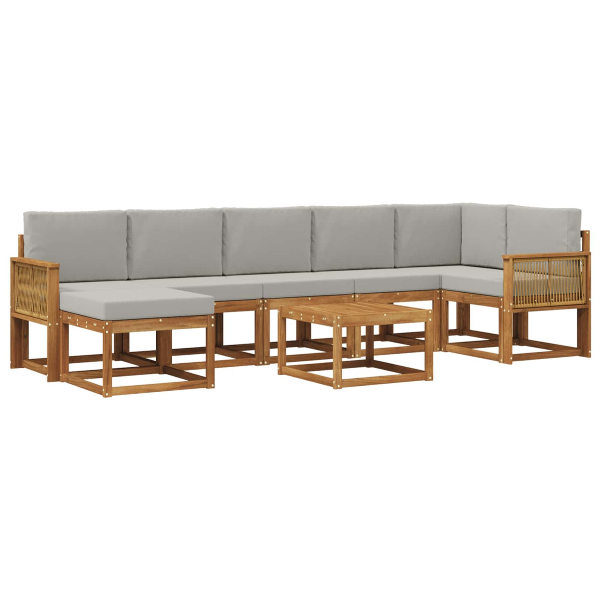Set vanjskih sofa 8 kom. Prirodna i svjetlosiva Poliester