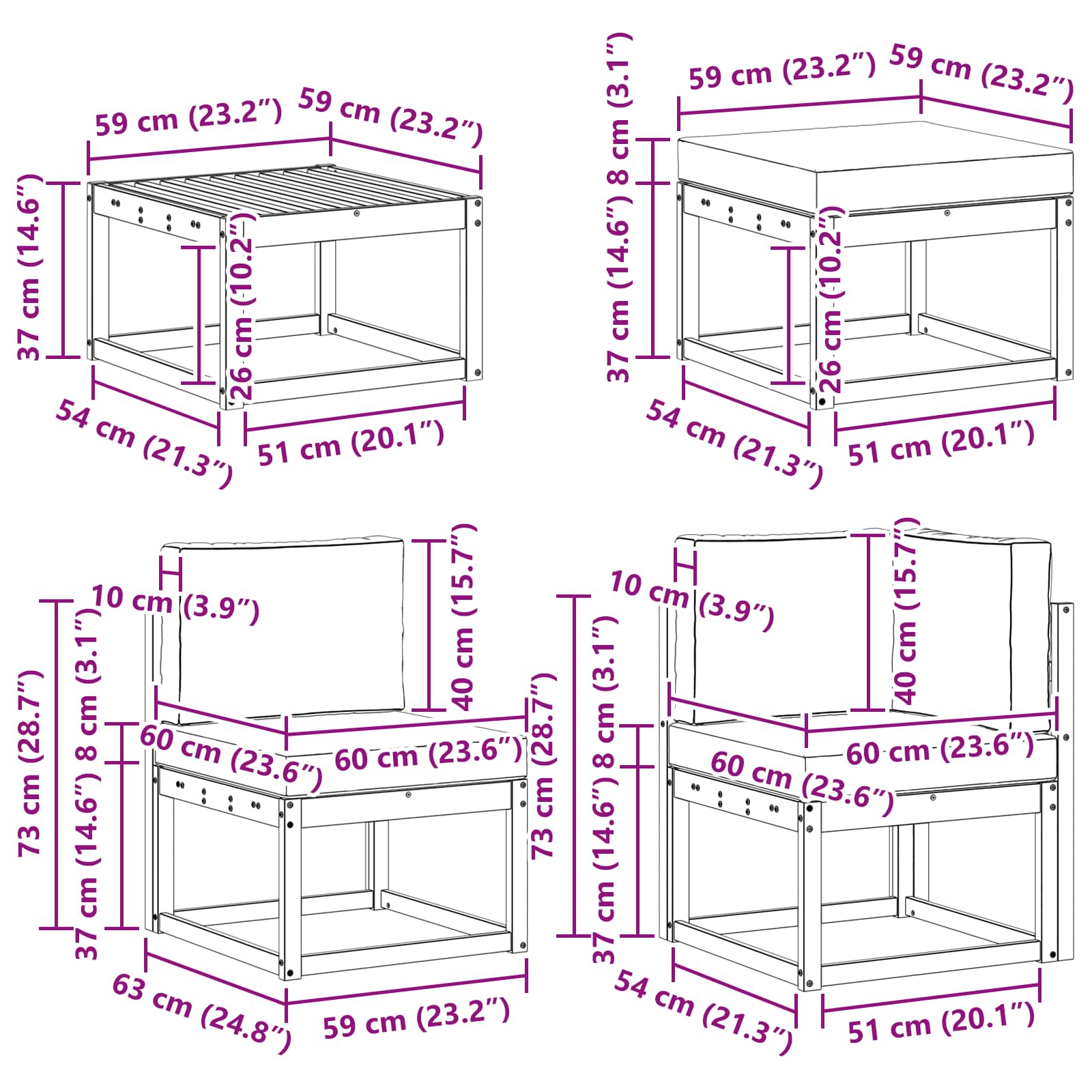 Set vanjskih sofa 8 pcs Prirodna i svjetlosiva Poliester