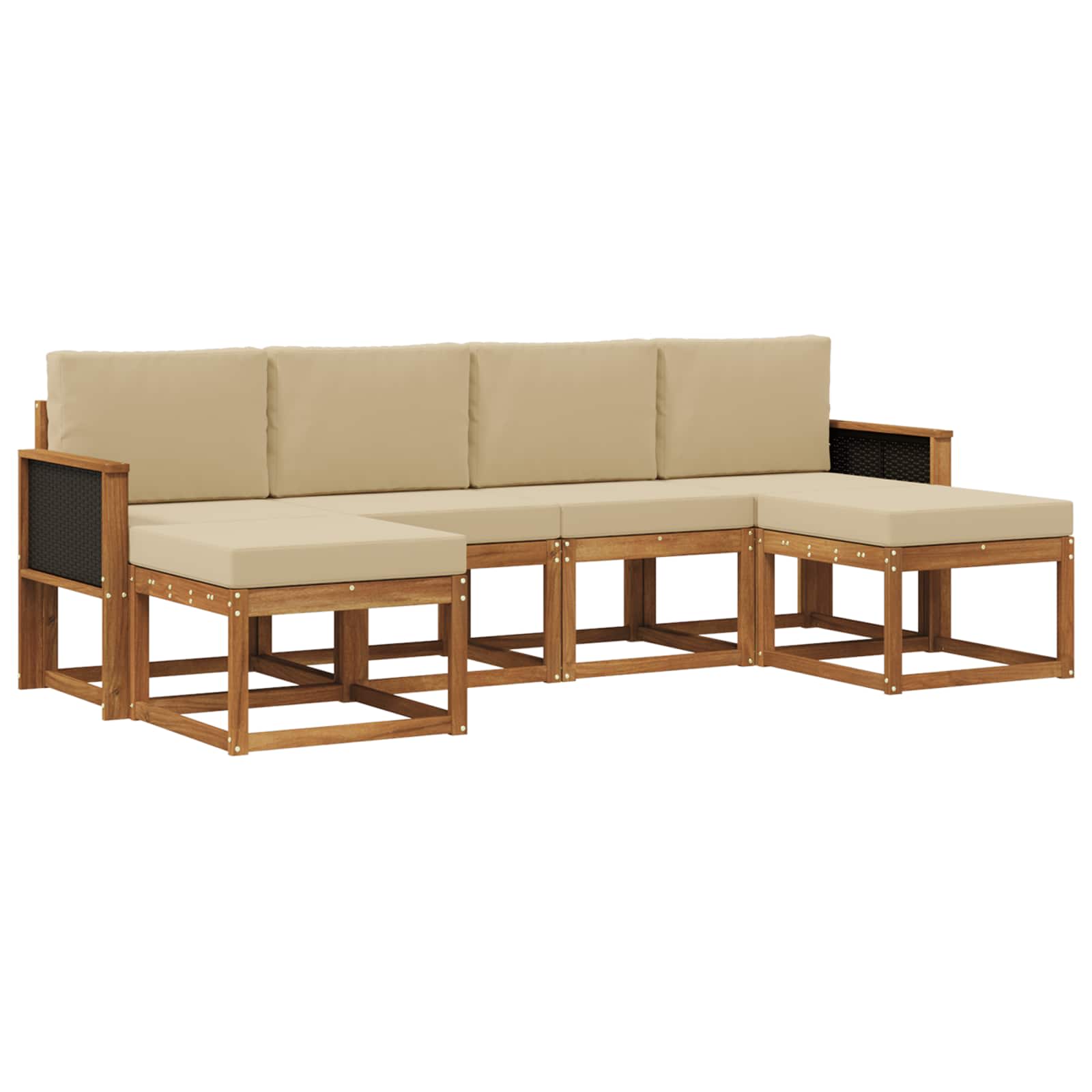 Set vanjskih sofa s jastukom 6 pcs Prirodna i bež Poliester