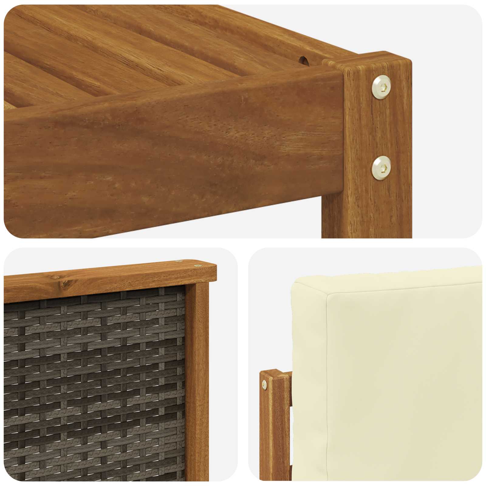Set vanjskih sofa s jastukom 6 pcs Prirodna i krem Poliester