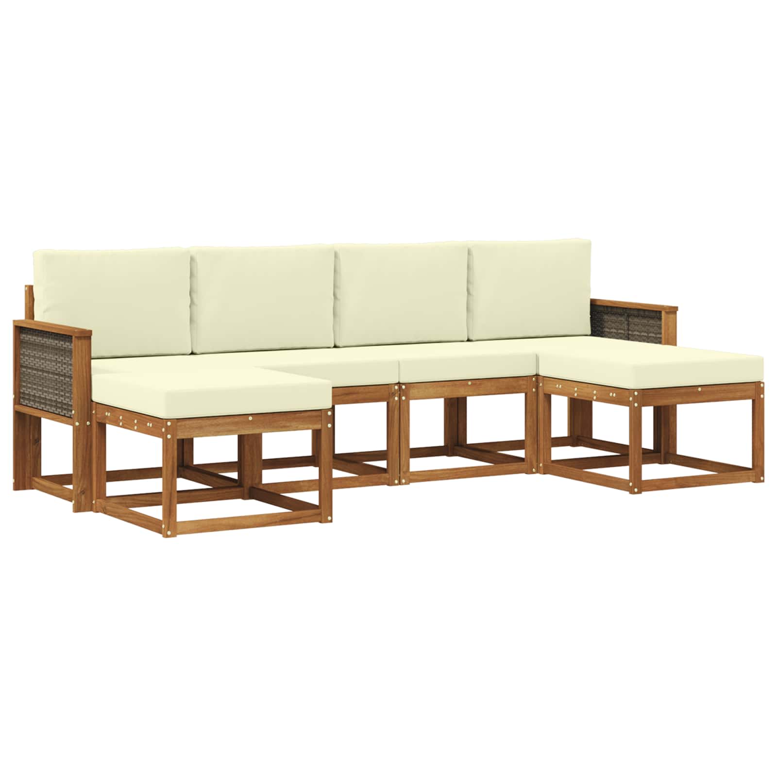 Set vanjskih sofa s jastukom 6 pcs Prirodna i krem Poliester