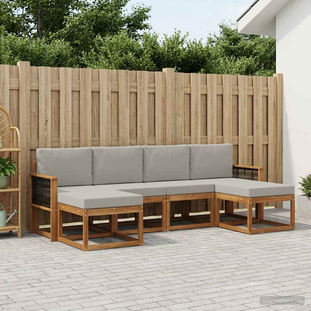 Set vanjskih sofa 6 pcs Prirodna i svjetlosiva Poliester