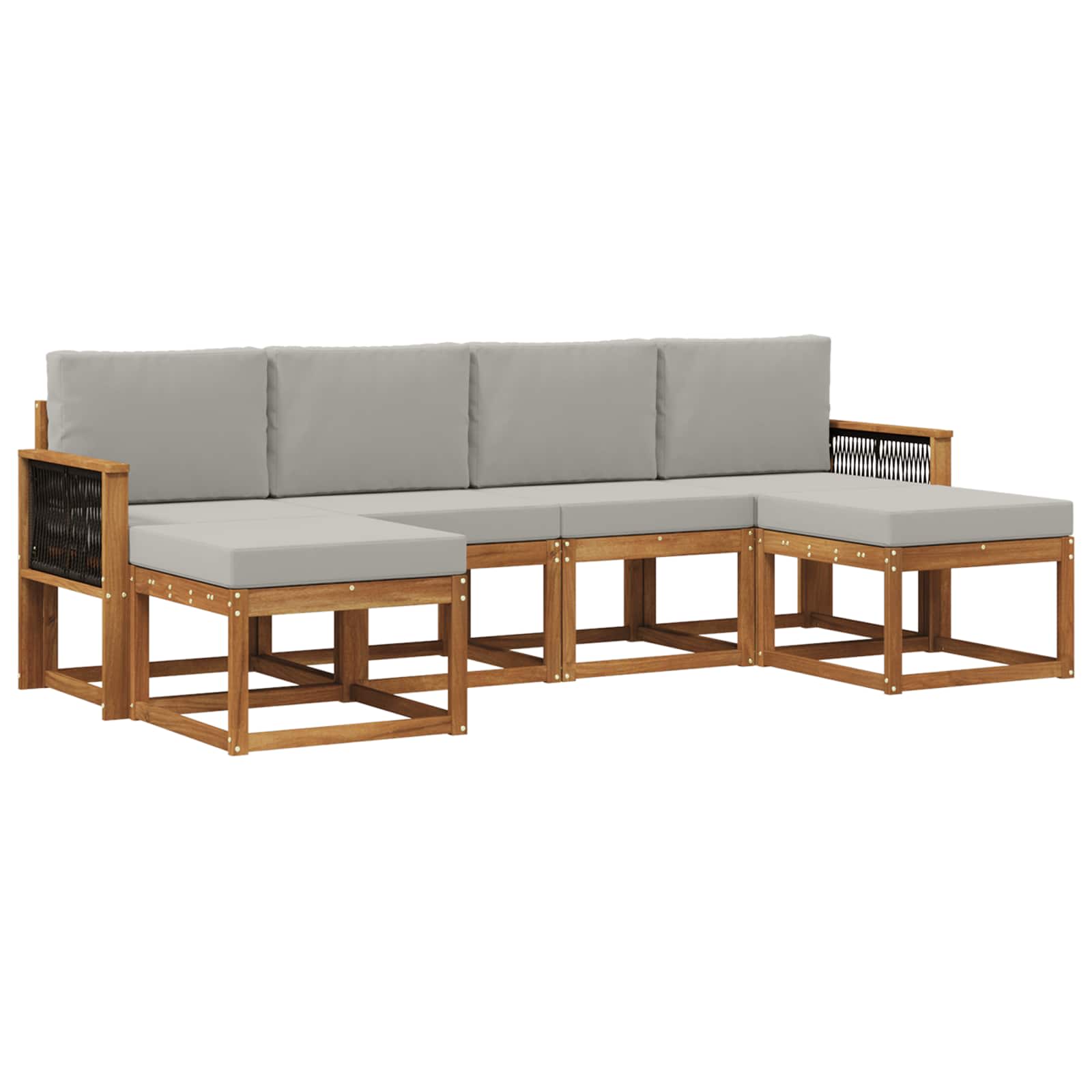 Set vanjskih sofa 6 pcs Prirodna i svjetlosiva Poliester