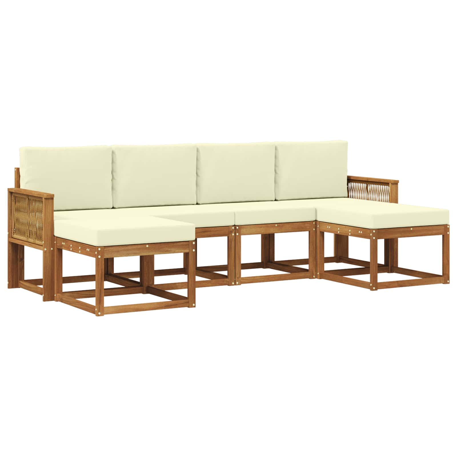 Set vanjskih sofa s jastukom 6 pcs Prirodna i krem Poliester