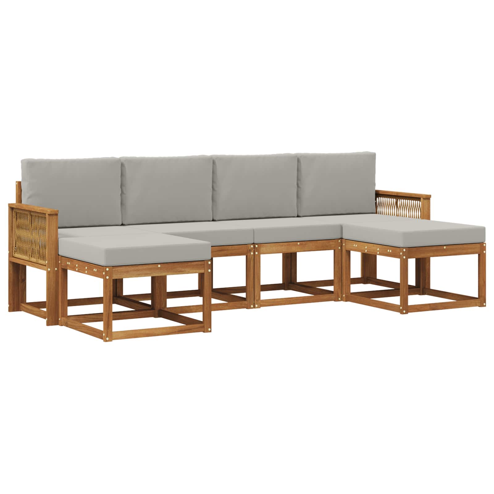 Set vanjskih sofa 6 pcs Prirodna i svjetlosiva Poliester