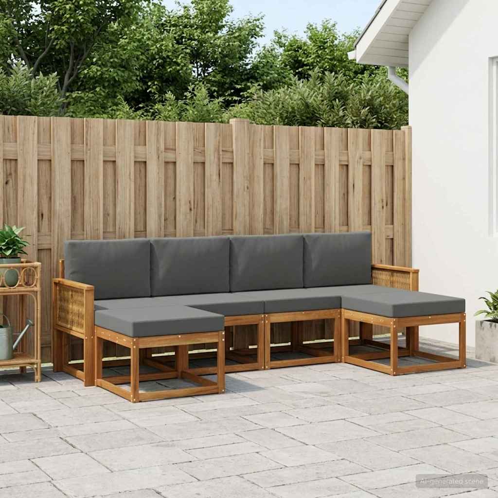 Set vanjskih sofa 6 pcs Prirodna i antracit Poliester