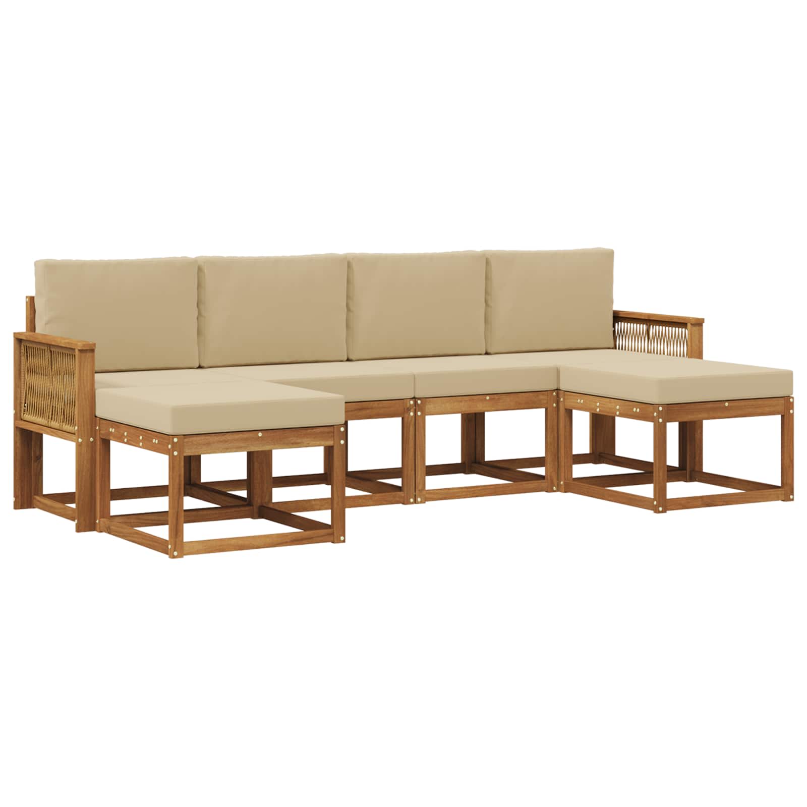 Set vanjskih sofa s jastukom 6 pcs Prirodna i bež Poliester