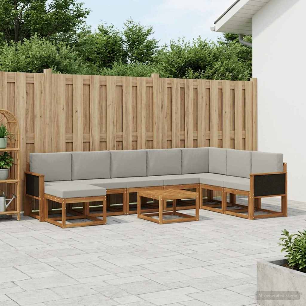 Set vanjskih sofa 9 kom. Prirodna i svjetlosiva