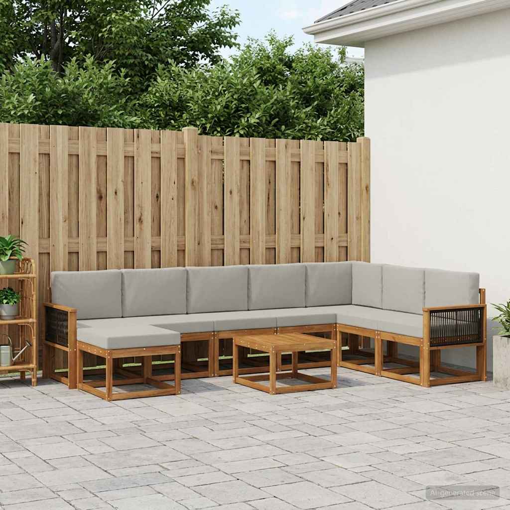 Set vanjskih sofa 9 kom. Prirodna i svjetlosiva