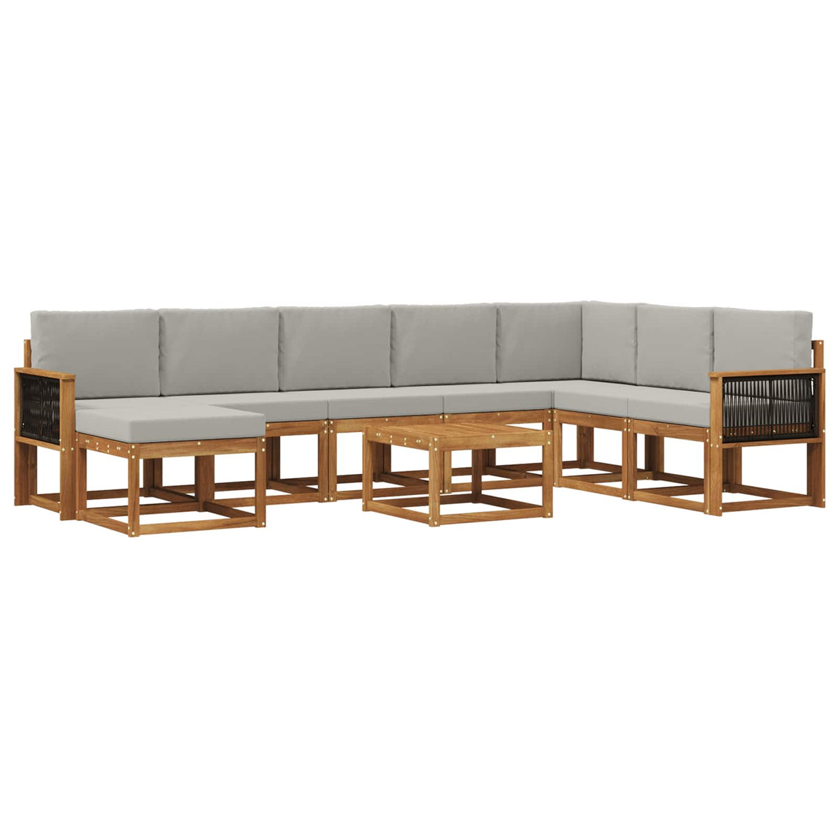 Set vanjskih sofa 9 kom. Prirodna i svjetlosiva
