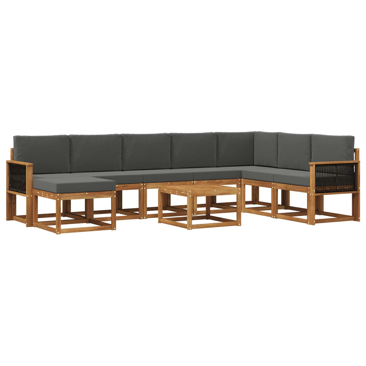 Set vanjskih sofa 9 kom. Prirodna i antracit