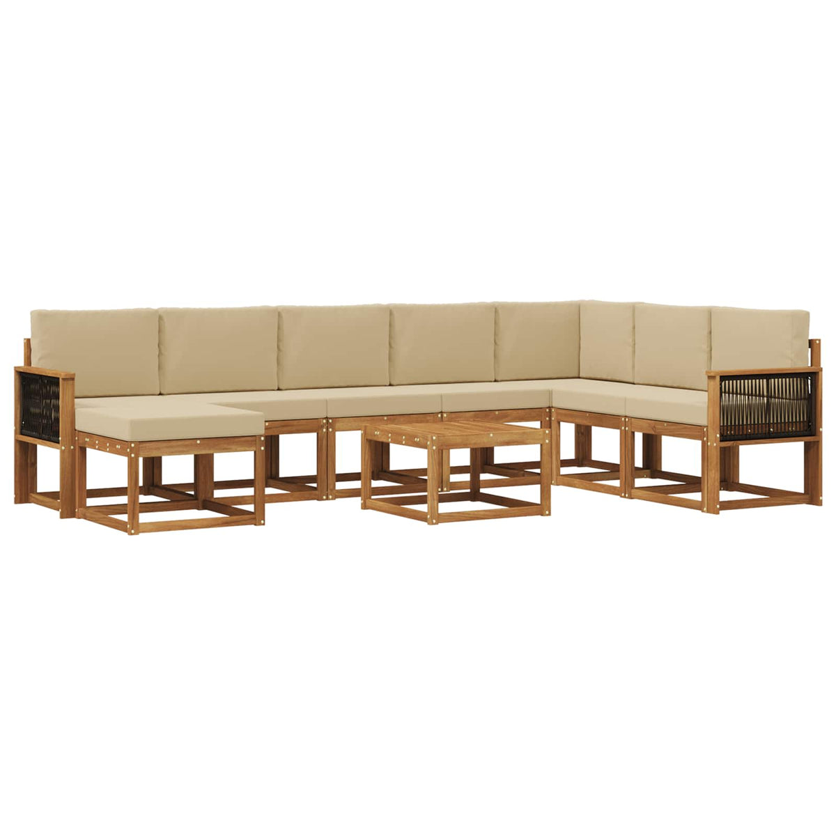 Set vanjskih sofa 9 kom. Prirodna i bež Poliester
