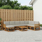 Set vanjskih sofa 9 kom. Prirodna i svjetlosiva Poliester
