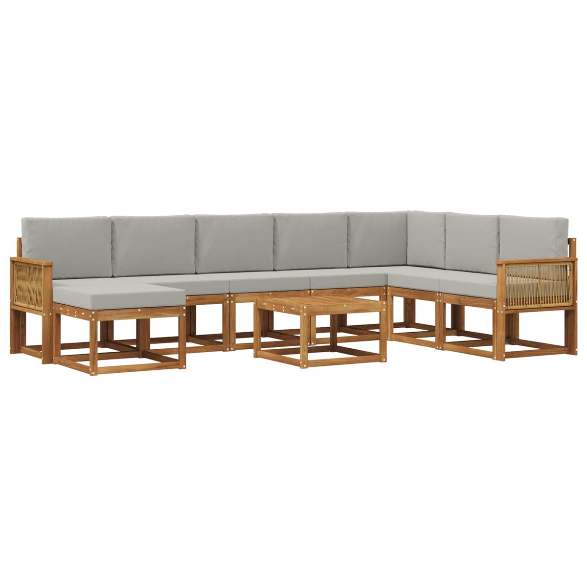 Set vanjskih sofa 9 kom. Prirodna i svjetlosiva Poliester